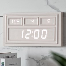 FLaiTO 護壁板風格室內裝潢LED壁鐘 38cm + 藝術牆專用掛鉤, 奶油白