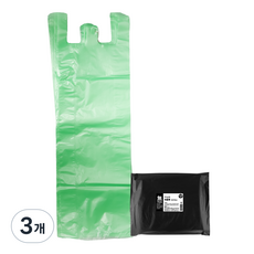 무상표 길쭉한 파봉투 25X78cm 녹색 100매, 15L, 3개