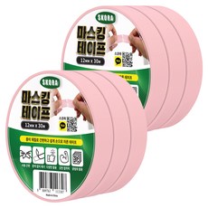 스코라 종이 마스킹 테이프 핑크 12mm x 30m, 6개