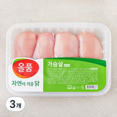 올품 무항생제 인증 자연이키운닭 가슴살 (냉장), 600g, 3팩