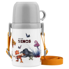 ZWILLING 雙人 DINOS 兒童不鏽鋼直飲杯蓋保溫瓶 附背帶, 混合顏色, 1個, 380ml