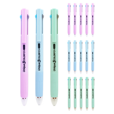미소로 1500 유니크 3색 중성펜 0.5mm 2189, 핑크, 블루, 민트, 18개