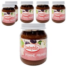 babybio 生機果泥 蘋果黑棗, 130g, 6罐