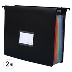 홈셀 스탠딩 간편 서류정리 아코디언 파일 7칸 33 x 27 cm, 블랙, 2개