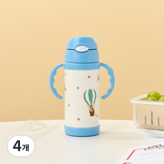 모던하우스 양손 보온 빨대컵, 플레이베어, 4개, 350ml