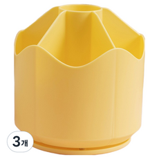 Coresis 簡約360度旋轉式筆筒書桌收納架, 3個, 黃色