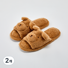 모던하우스 테디 테리지 오픈형 슬리퍼, 브라운, 2개