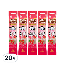 HOME&KiDS 牛奶吸管 5入, 草莓口味, 6g, 20包