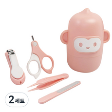 Shinshin Salon 可愛的猴子指甲剪套裝，適合幼兒, 蜜桃色, 2組