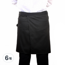 하프 랩 허리 앞치마, 블랙, 6개