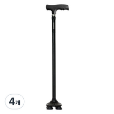 실버케인 접이식 지팡이 소프트회전 4발, 블랙, 4개