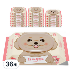 순둥이 와 댕댕이 반려동물 베이직 중성 물티슈 휴대 캡형, 20개입, 36개 20개입, 36개