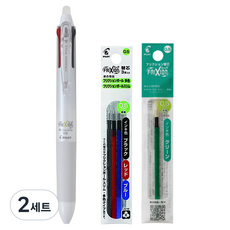 프릭션 볼펜 0.5mm + 리필심 3p x 2종 세트, 화이트(볼펜), 그린, 혼합(리필심), 2세트