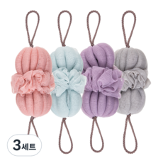 코멧 홈 롱 샤워볼 4종, 핑크, 라이트블루, 퍼플, 그레이, 4개입, 3세트