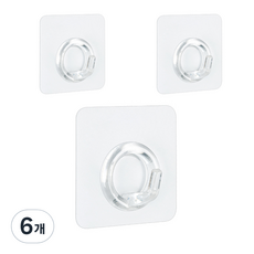 deHUb 黏貼式迷你O型掛鉤, 單一顏色, 6個