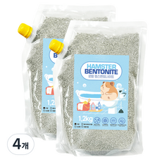 로웰 소동물 벤토나이트 모래 무향, 1.2kg, 4개