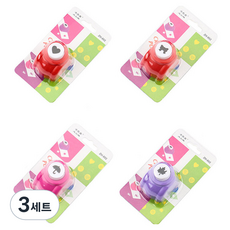 알로데 다꾸 데코 모양 펀치 4종 세트, 3세트, 1번(하트, 리본, 우산, 낙엽)