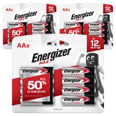 Energizer 勁量 Max LR06 鹼性 AA 電池, 3個, 8入