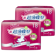 康乃馨 透氣超薄衛生棉 量少, 18cm, 20片, 2包