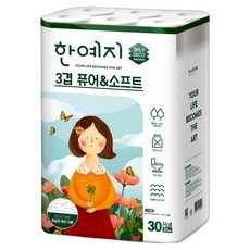 Hanyeji 3層 Pure & Soft Deco 花紋衛生紙, 1個, 30入