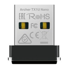 tp-link Wi-Fi 6 AX300 迷你型 USB無線網卡, Archer TX1U Nano, 黑色, 1個