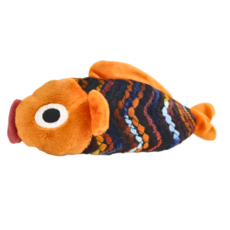 Golden Cat 黃金貓 毛線魚仔系列 貓草玩具, 棕色 L, 耐咬粗毛絨布材質, 內含貓咪無法抗拒的貓草, 1個