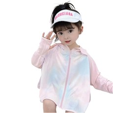 兒童涼感防曬外套 素色款, UPF50+, 3XL(130~140cm), 淡粉色