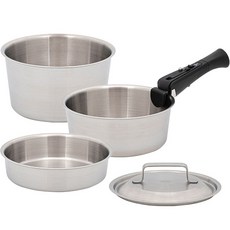 Queensense Dadam Tong 三重感應 IH 可拆卸不銹鋼鍋組, 鍋子 3入+ 蓋子+多功能手柄, 單色