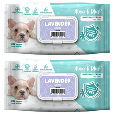 Absorb Plus 狠清爽寵物抗菌濕紙巾, 80抽, 2包