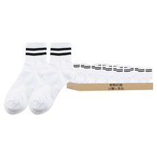 輕鬆的腿 女款鮮豔雙線中筒襪 10雙