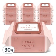 비브어반네이처 허니로즈 아기물티슈 캡형, 50g, 100매, 30개