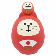 Decole Concombre 福氣招財正版手辦貓咪玩具裝飾, 紅色達摩