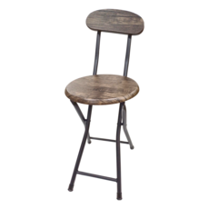 AMOS 復古木紋高背圓形折疊椅, 胡桃木色, 高密度纖維板, 安全扣環, 1張