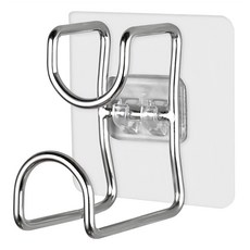 E.dot 不鏽鋼臉盆掛勾架 免釘免鑽壁掛黏貼, 不鏽鋼原色, 1個