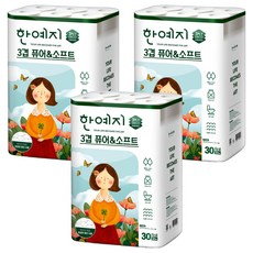 한예지 3겹 퓨어 앤 소프트 데코 화장지, 30m, 30개입, 3개