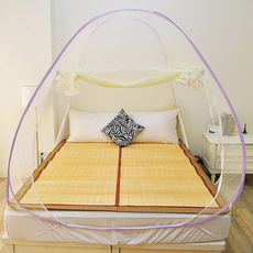 三開門拉鏈彈開式 蒙古包蚊帳 加大6尺, 米白色