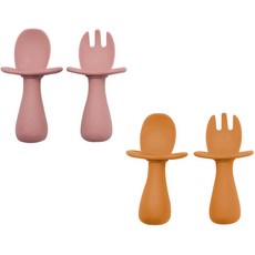 랄라비 아이주도 스푼 포크 2종 세트, 1세트, Red, Yellow