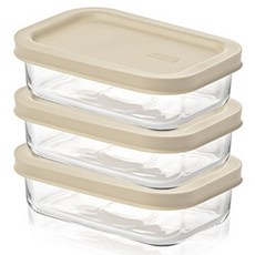 글라스락 이지오픈 밀폐용기 직사각 그레이, 3개, 400ml