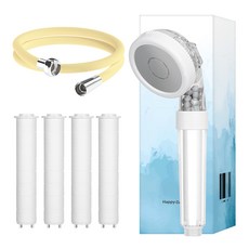 HappyDarling 3WAY濾芯蓮蓬頭+濾芯 4個+替換蓮蓬頭軟管 2m組, 1套, 香蕉（軟管）