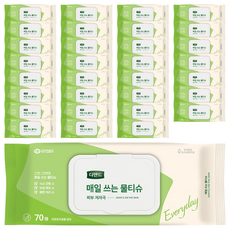 디펜드 매일 쓰는 물티슈 캡형, 43g, 70매입, 32개