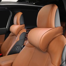 GMZ MOTORS Real Neck 車用皮革記憶棉頸枕, 2個, 棕色