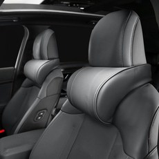 GMZ MOTORS REAL NECK 車用頸枕 皮革記憶棉, 2個, 黑色