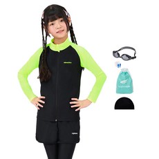 aquatica 拉鍊防磨衣 AQAJJ451 + 短褲水母褲 AQA421 + 一般用泳鏡 5件組