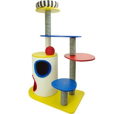 고양이 뚱이 레인보우 하우스 숨숨집 캣타워 119, 블루 + 베이지, 1개