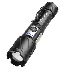 Minati XHP160 可充電變焦探照燈手電筒 J78, 黑色, 1個