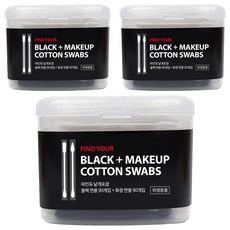 FINDYOU 獨立包裝螺旋棉花棒 黑色 90支 + 化妝用尖頭棉花棒 白色 90支, 3組