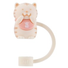 Oolab 良杯製所 矽膠防塵吸管蓋 喜氣虎喜樂款 細口徑0.8cm, 1個, 1個