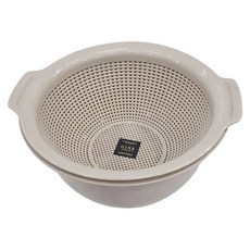 GINII 基尼 雙層蔬果瀝水籃 2.3L 台灣製造, M(26 x 25.9 x 12cm), 可可棕, 1個