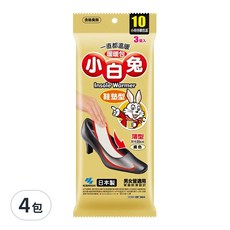 小林製藥 小白兔鞋墊型暖暖包, 10小時持續保暖, 背面防滑設計, 男女通用, 4包