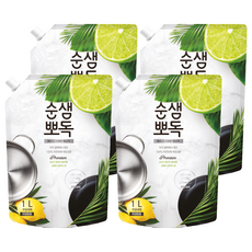 Soonsaem 瞬潔廚房洗碗精 柑橘香 補充包, 1L, 4個